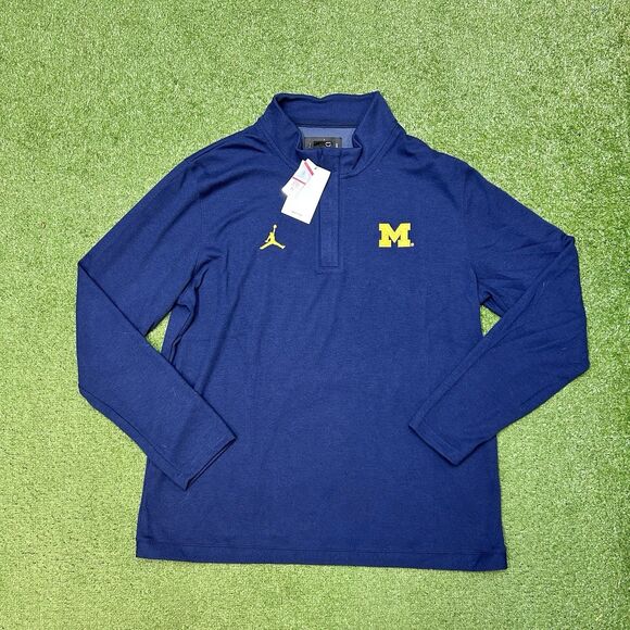 University Michigan NEW Nike Jumpman Pullover 1/4 Zip Fleece Shirt Size XL NWT - Picture 1 of 6